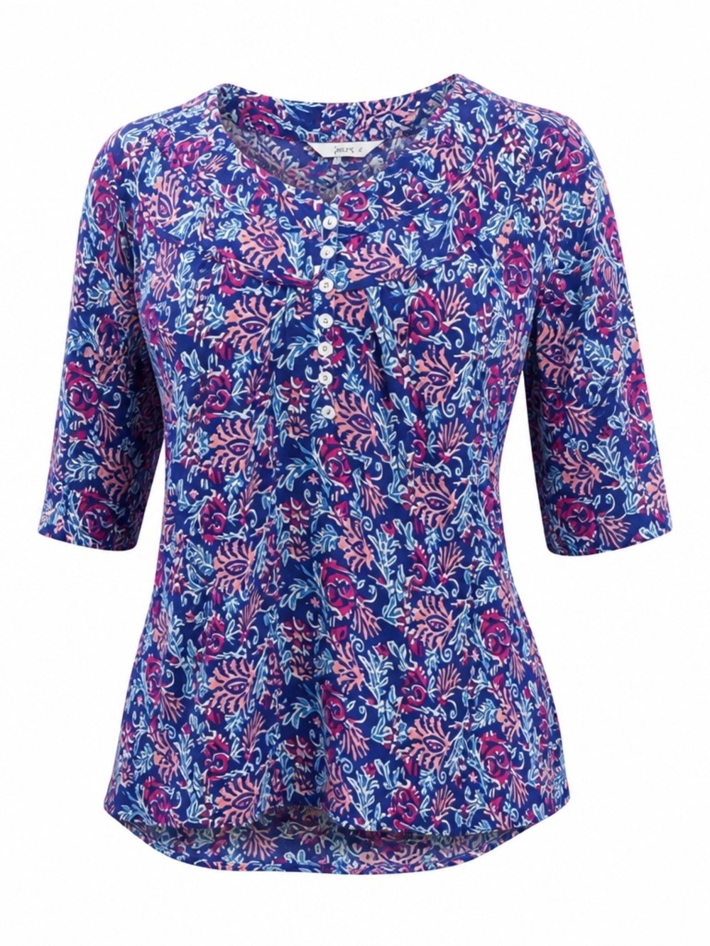 Caffe Marrakesh blue, pink, and white floral print blouse with button front 3x